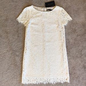 Zara Woman NWT Ivory Lace XS Shift SS Dress
